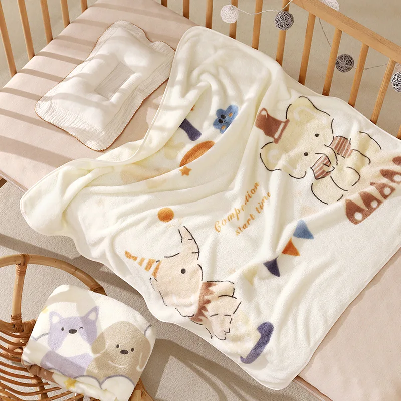 Cartoon Fleece Baby Blanket Cute Kindergarten Nap Cover Baby Swaddle Wrap Stroller Blanket Bath Towel Newborn Bedding Baby Items