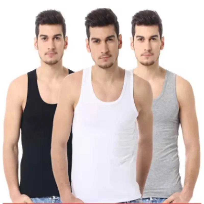 3-1piece 100% Cotton Mens Tank Top Undershirt Cotton Slimming Body Shaper Vest Workout Abs Abdomen Tummy Control Basic Compress