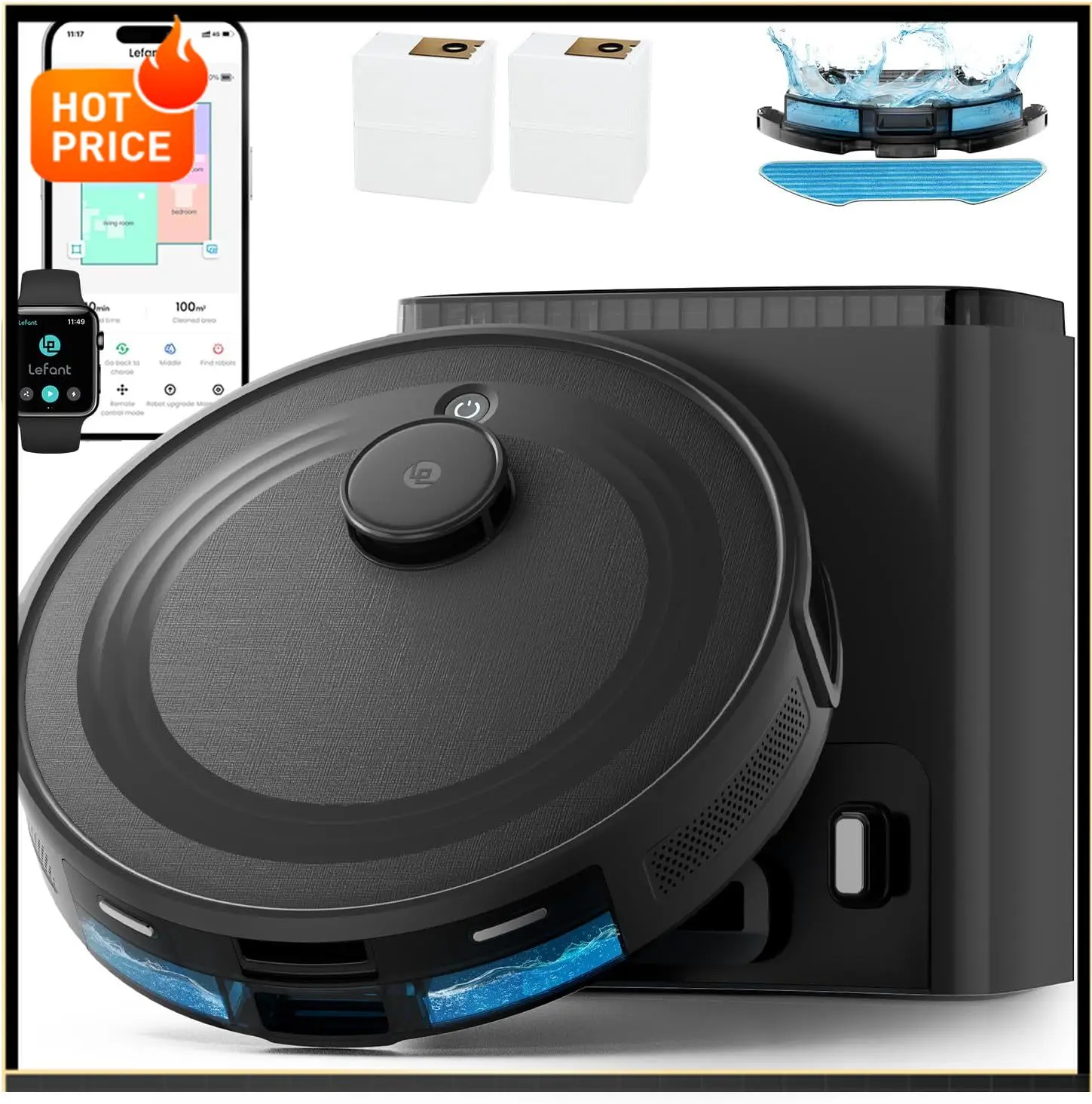 

BestsellerLiDAR Robot Vacuum and Mop Combo,75-Days Self-Emptying,6000Pa Powerful Scution,Multi-Floor Mapping, No-Go Zones,140 Mi