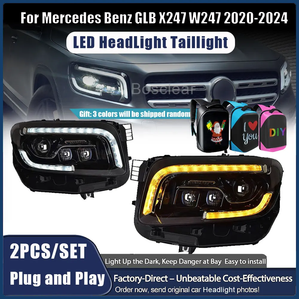For Benz GLB X247 W247 GLB200 GLB260 Car Head Lamp Assembly Upgrade to NEW Dynamic Turn Signal Brake Car LED Headlight 2020-2024