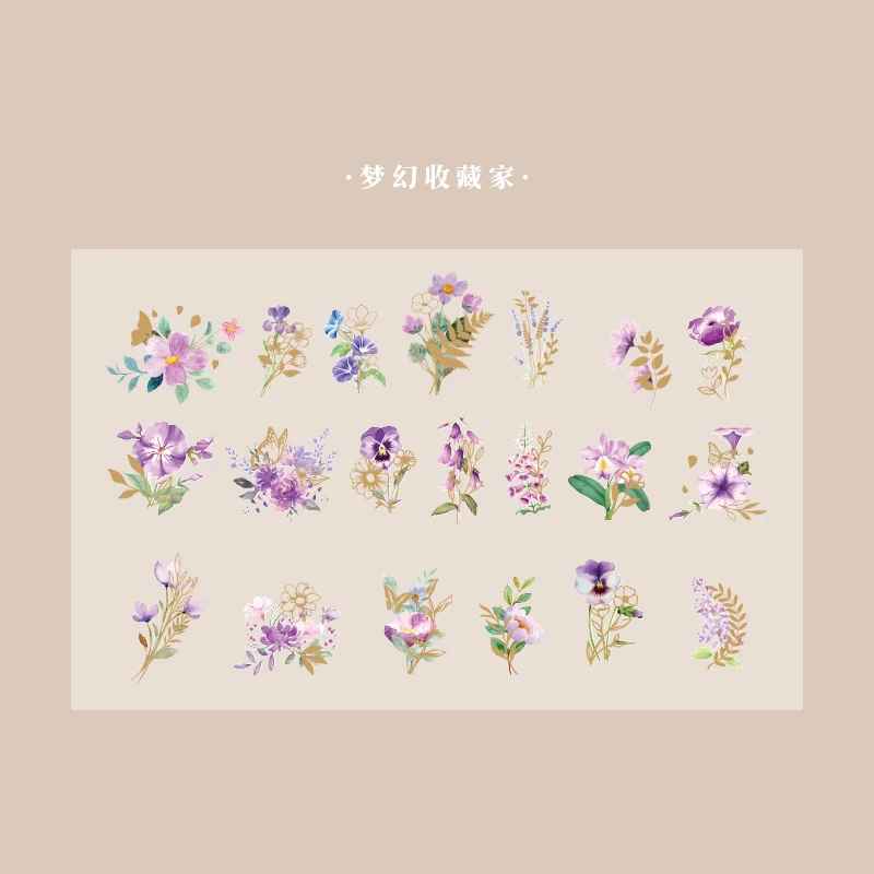 40 stuks transparante bloemenstickers voor scrapbooks, vintage bloemenstickers voor scrapbooks en dagboeken, waterbestendig.