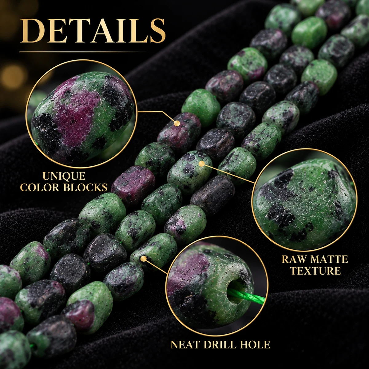 6-8mm About 26-30pcs Natural Ruby Zoisite Chips Irregular Nugget Loose Stone Beads For Bracelet Necklace DIY Jewelry Making