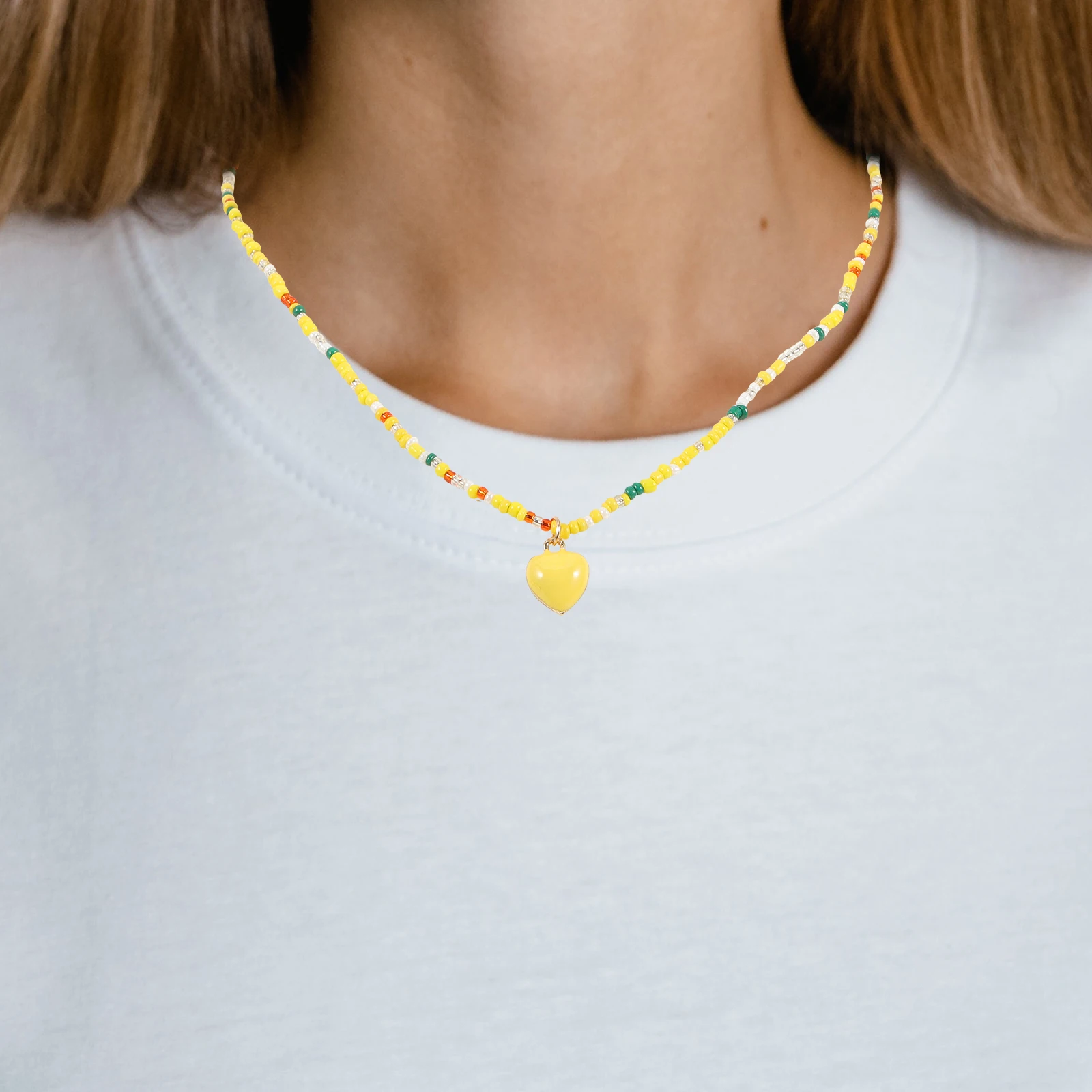 

Women Teen Girls Beaded Heart Pendant Jewelry Summer Colorful Lightweight Easy Wear Gift For Birthday Christmas New Year