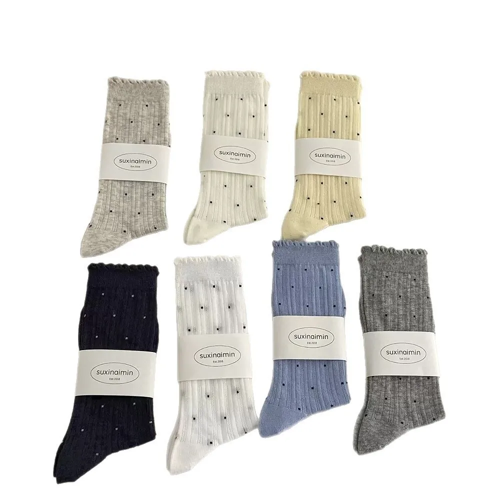 

Fashion Polka Dot Women Socks Comfortable Breathable Thin Socks Soft Mid Tube Socks Women