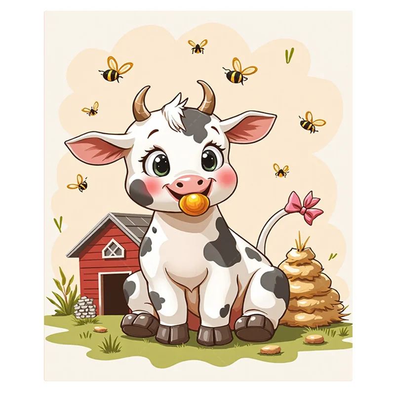 1pc 플란넬 담요 어린이 방 장식을위한 꿀벌 농장 장면 담요와 귀여운 암소