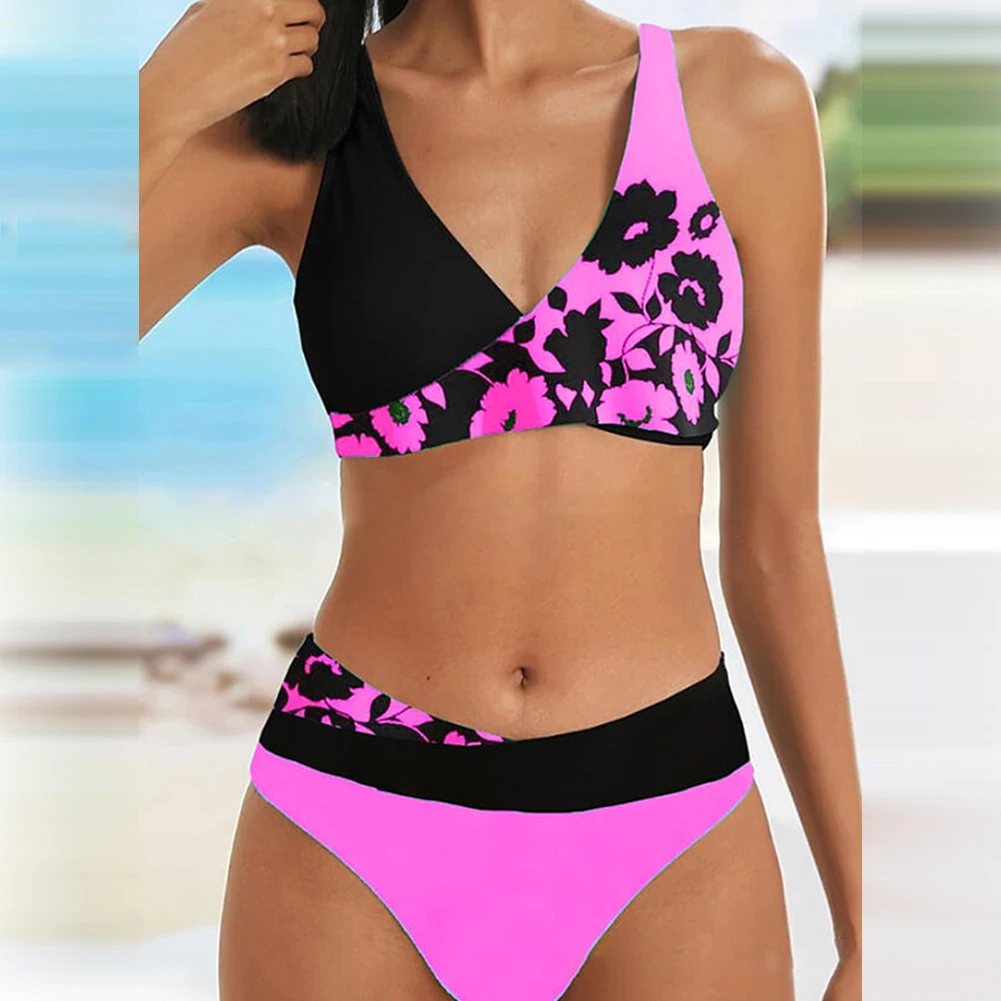 Conjunto de Bikini con Push-Up para mujer, traje de baño Sexy, ropa de playa, talla grande, Retro, Color sólido, Verano