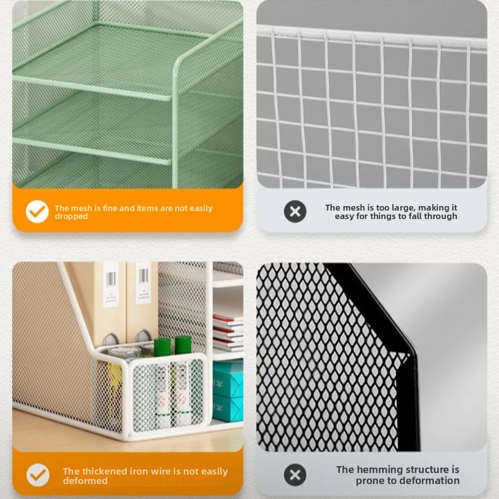 

Металлический настольный органайзер для файлов Компактная многофункциональная стойка для управления документами Встроенная многослойная книжная полка для хранения