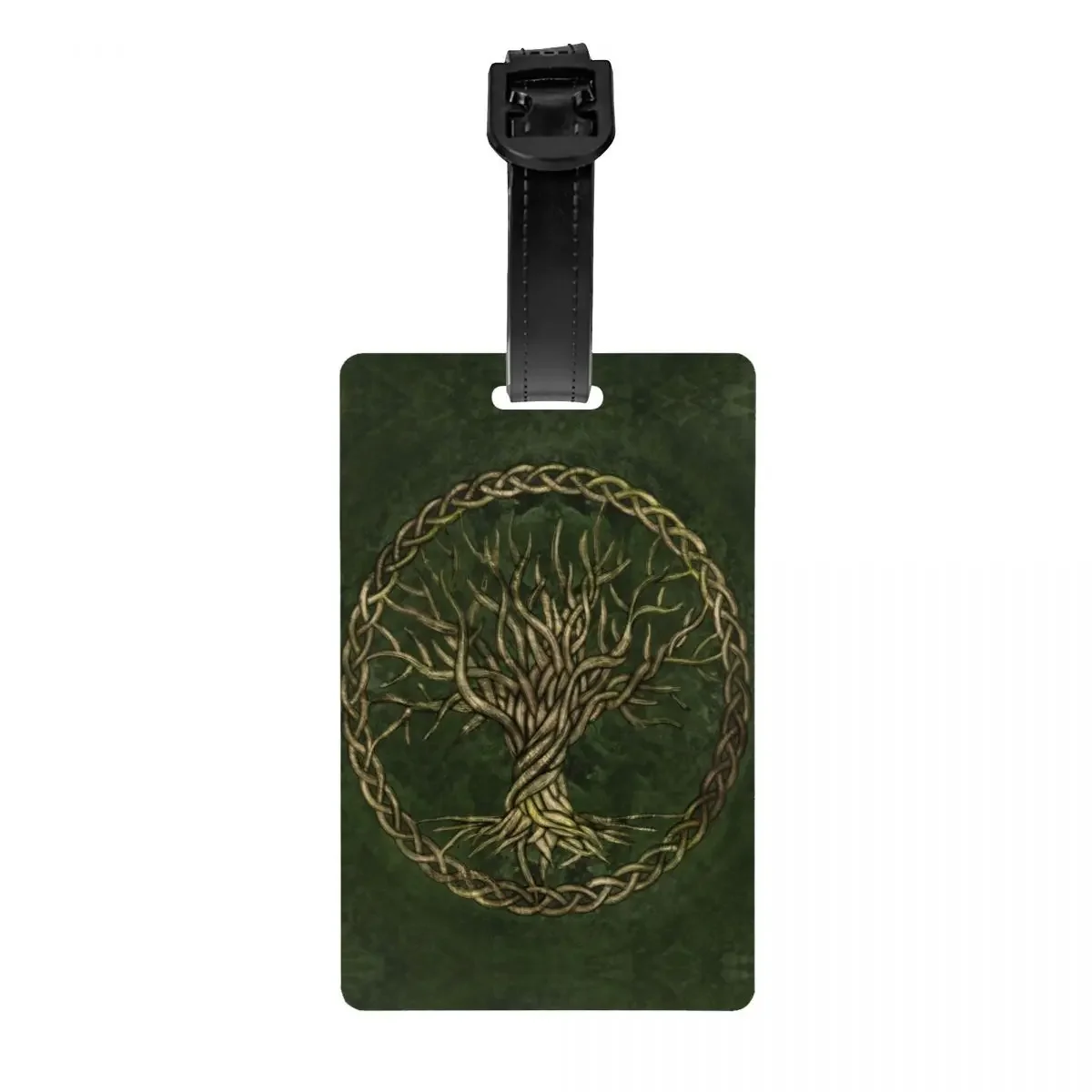 Green And Gold Tree Of Life Luggage Tag Vikings Yggdrasil Suitcase Baggage Privacy Cover ID Label