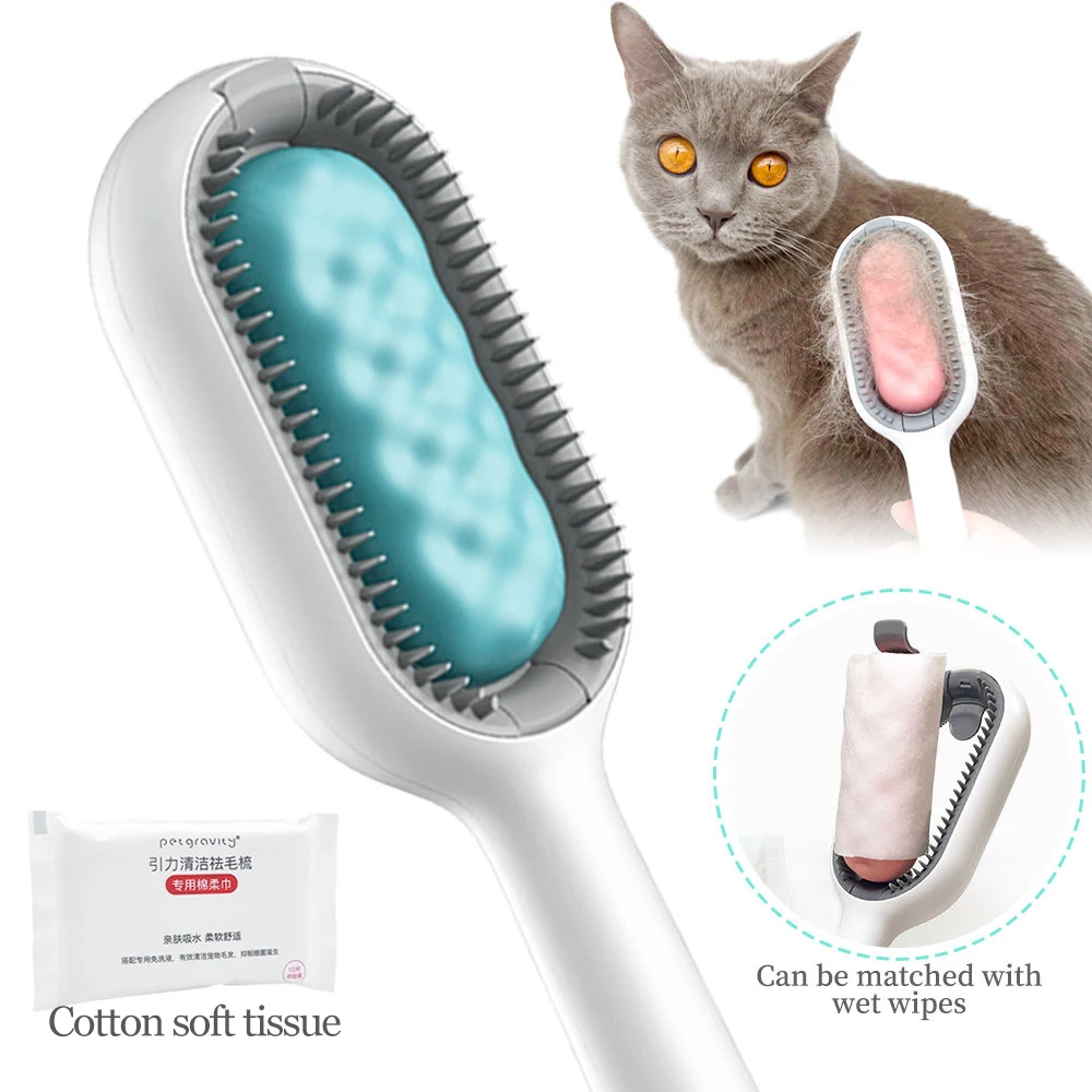 

Pet Grooming Brush Pet Hair Removal Brush Cat Brush with Wipes and Water Remove Floating Hair Sticky Hair Cat Accessories