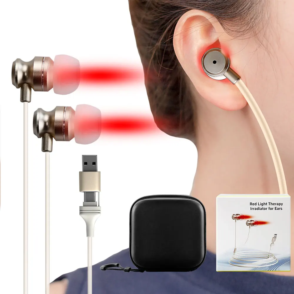 

USB-C USB Tinnitus Otitis Media Anti-inflammation 650nm Ear Red Cold Laser Therapy Device Improve Sleep Dizziness Earplugs