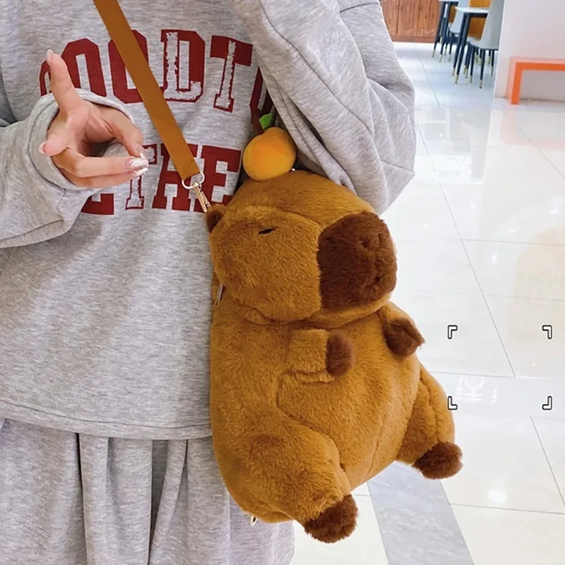 1-3-5pcsgolfin-mochila-kapybara-bonito-brinquedo-de-pelucia-bolsa-de-ombro-de-dupla-finalidade-bolsa-de-ombro-feia-agua-cobaia-bonito-boneca-sacola