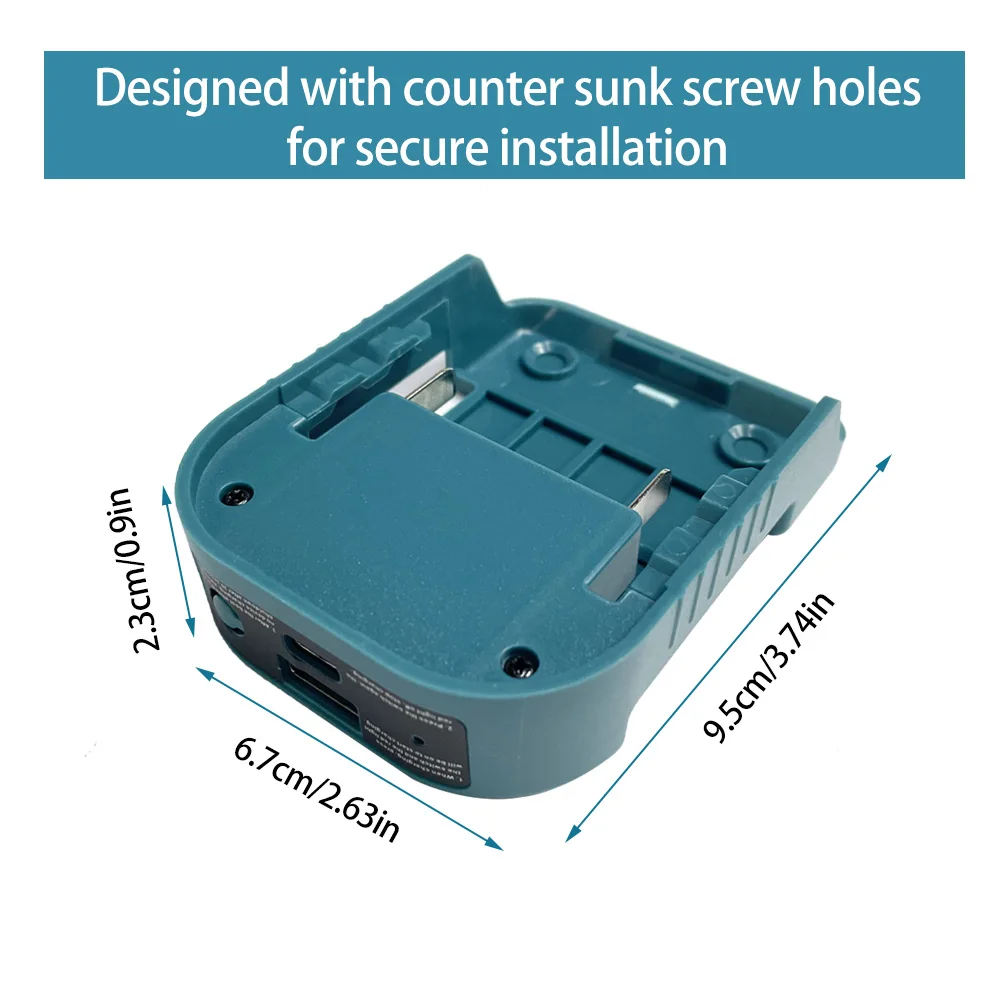 1pc Fast Charger Rack for Makita 18V Lithitum Battery Portable Adapter with 5V USB Port and 18W Type-C Port Fast Charging