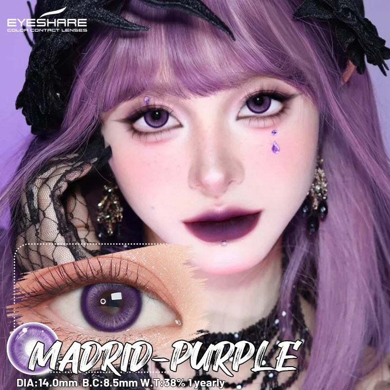 EYESHARE 1 Paar Anime Red Eye Linsen Farbkontaktlinsen Cosplay Blaue Augen Make-up Kontakt Halloween Rosa Kontakte Lila Linsen