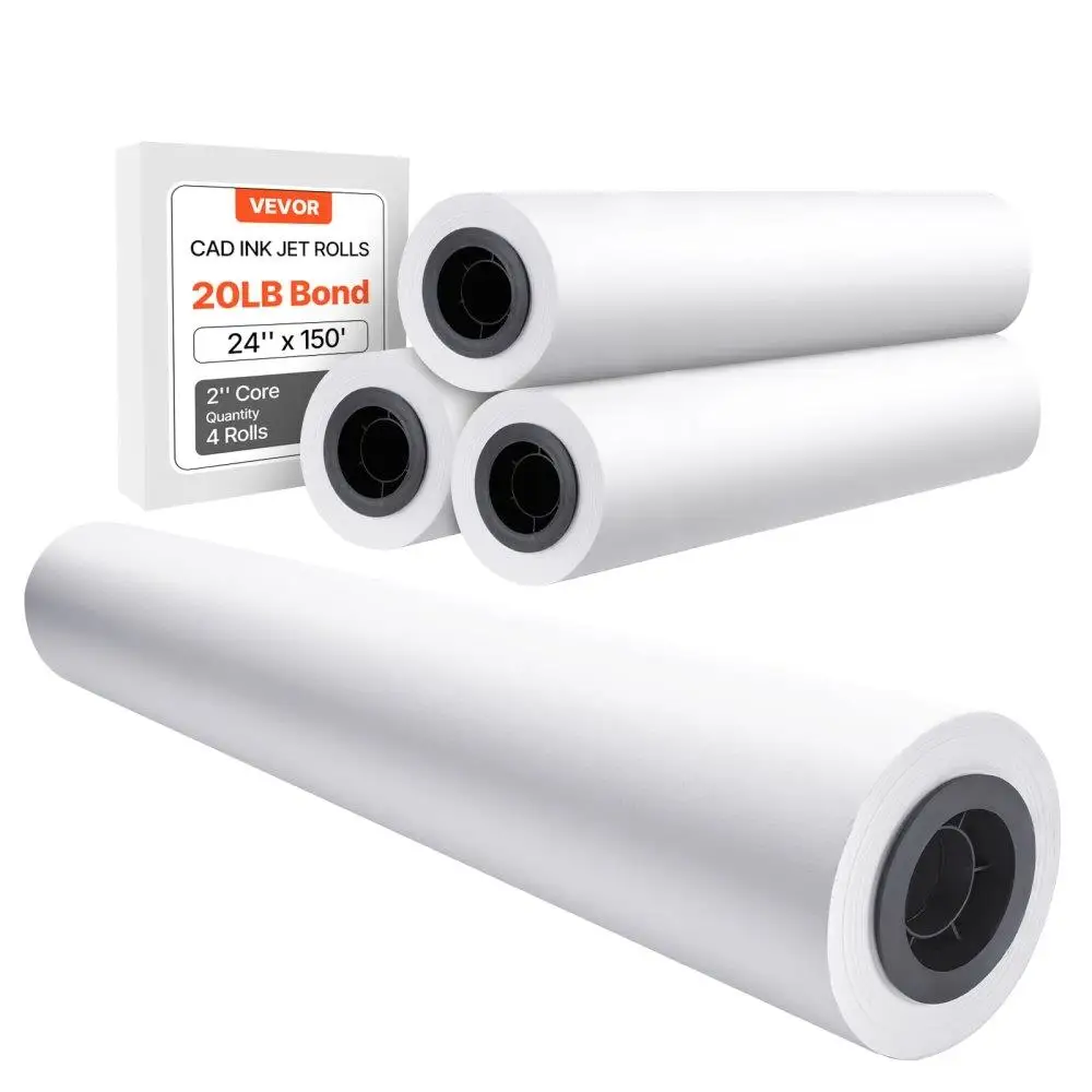 

24in 150ft Plotter Paper for cad Bond Roll 2in Core 20LB for cad Engineering GIS Maps Architecture