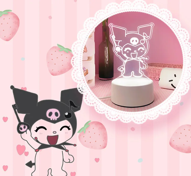 Sanrio Kuromi Anime Figures Toys Lamp Cinnamoroll Night Light Kawaii Room Decor Valentine’s Gift Grils Birthday Gift