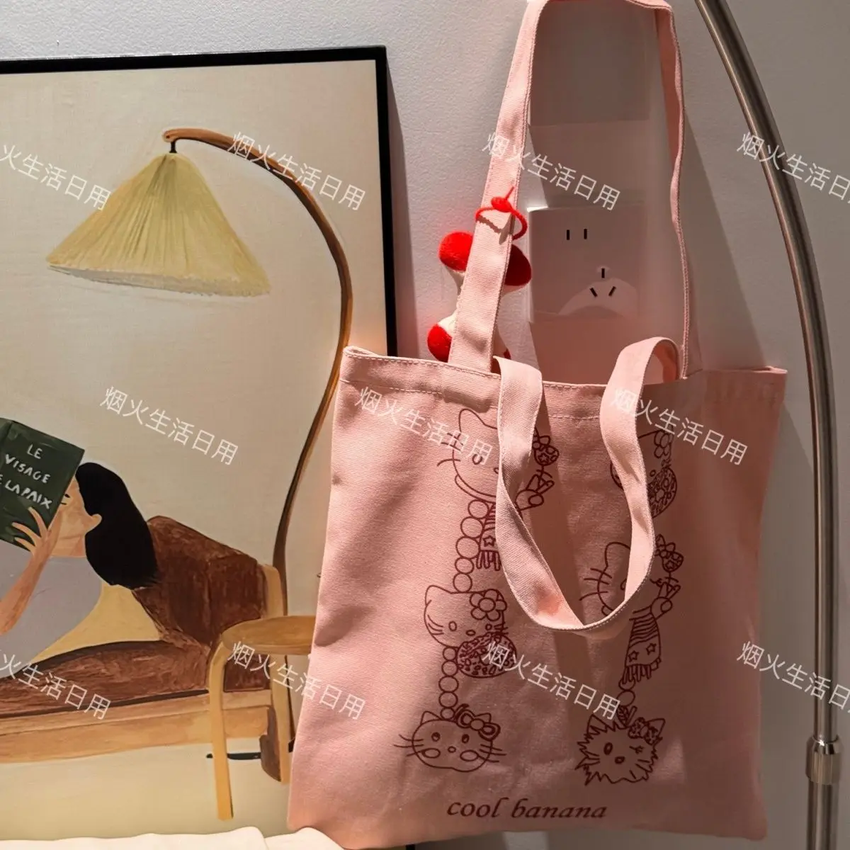 2025 Kawaii Sanrio Hello Kitty Canvas Tasche große Kapazität Student einzelne Schulter Schultasche Damen süße Tragetaschen Mädchen Geschenk Spielzeug