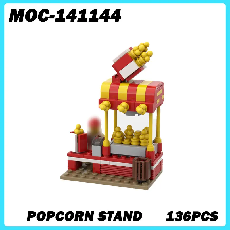 MOC-141144 Micro Architecture Series Popcorn Stand Building Blocks DIY Model Small Brick Education Toys Christmas Gifts 136PCS