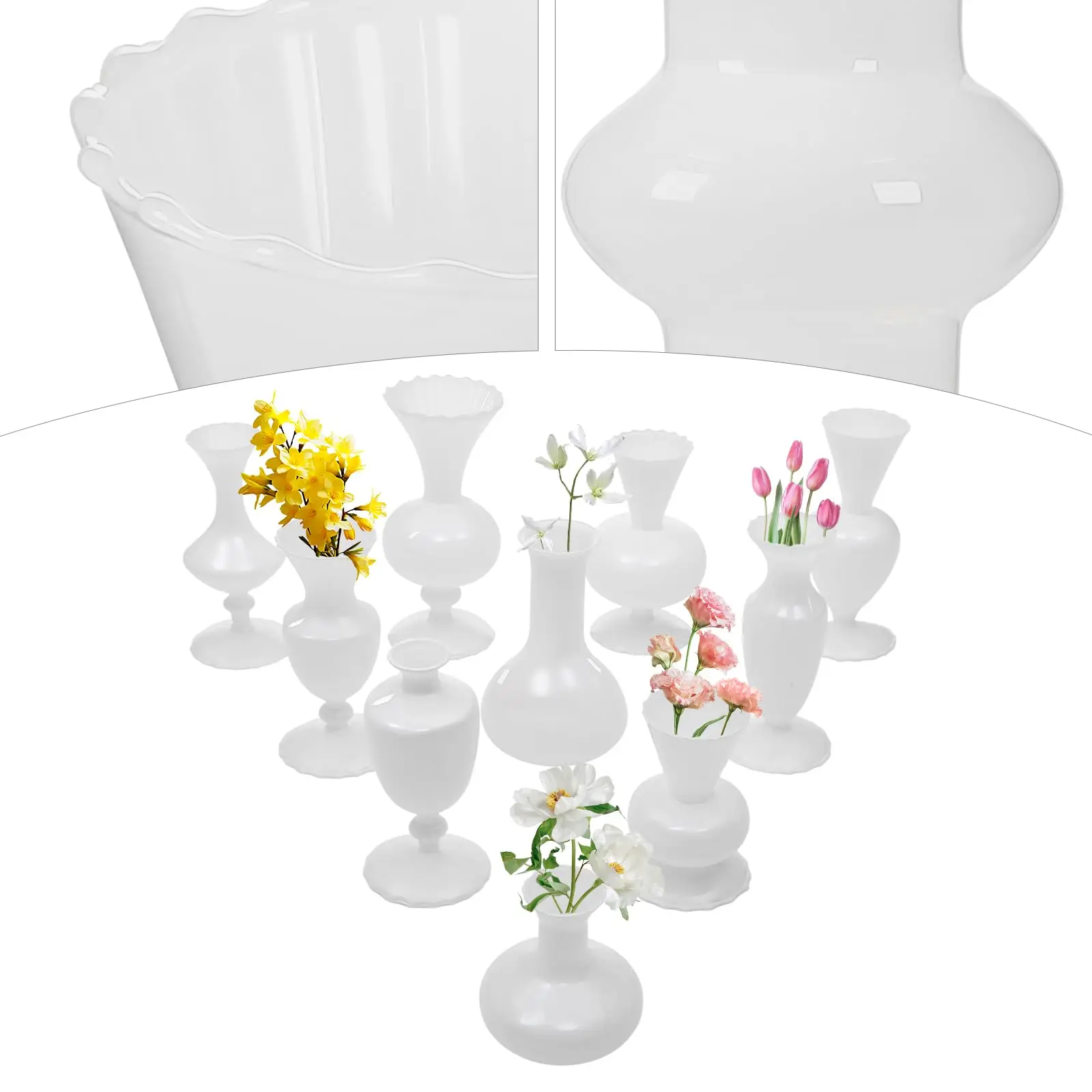 10 conjunto de vaso de vidro verde moderno pequeno vaso de vidro conjunto para flores decorativo bud vasos de flores bonito vasos de vidro para casamento