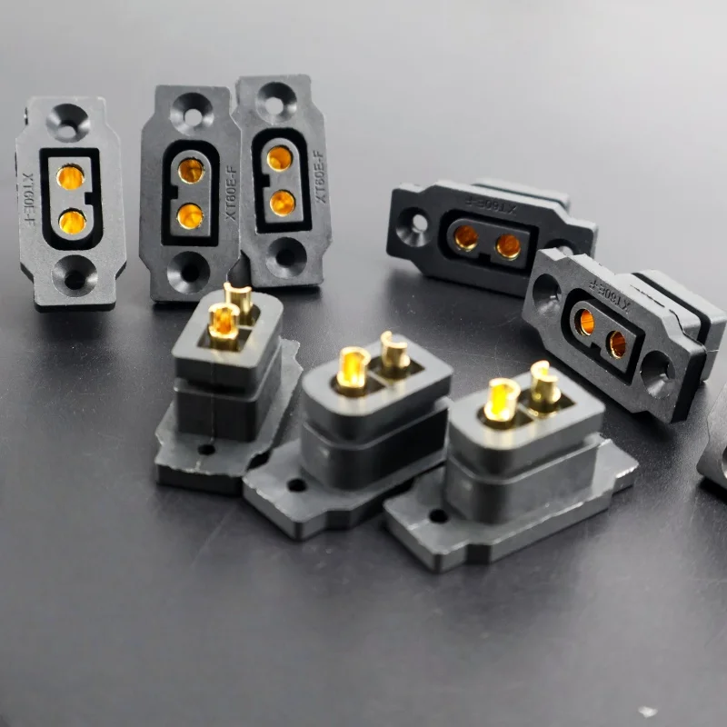 ขั้วต่อแบตเตอรี่ XT60E-F 6/12 ชิ้น ขั้วต่อตัวเมีย XT60E ชุบทอง ขั้วต่อแบบติดตั้งได้ XT60 สีดำ