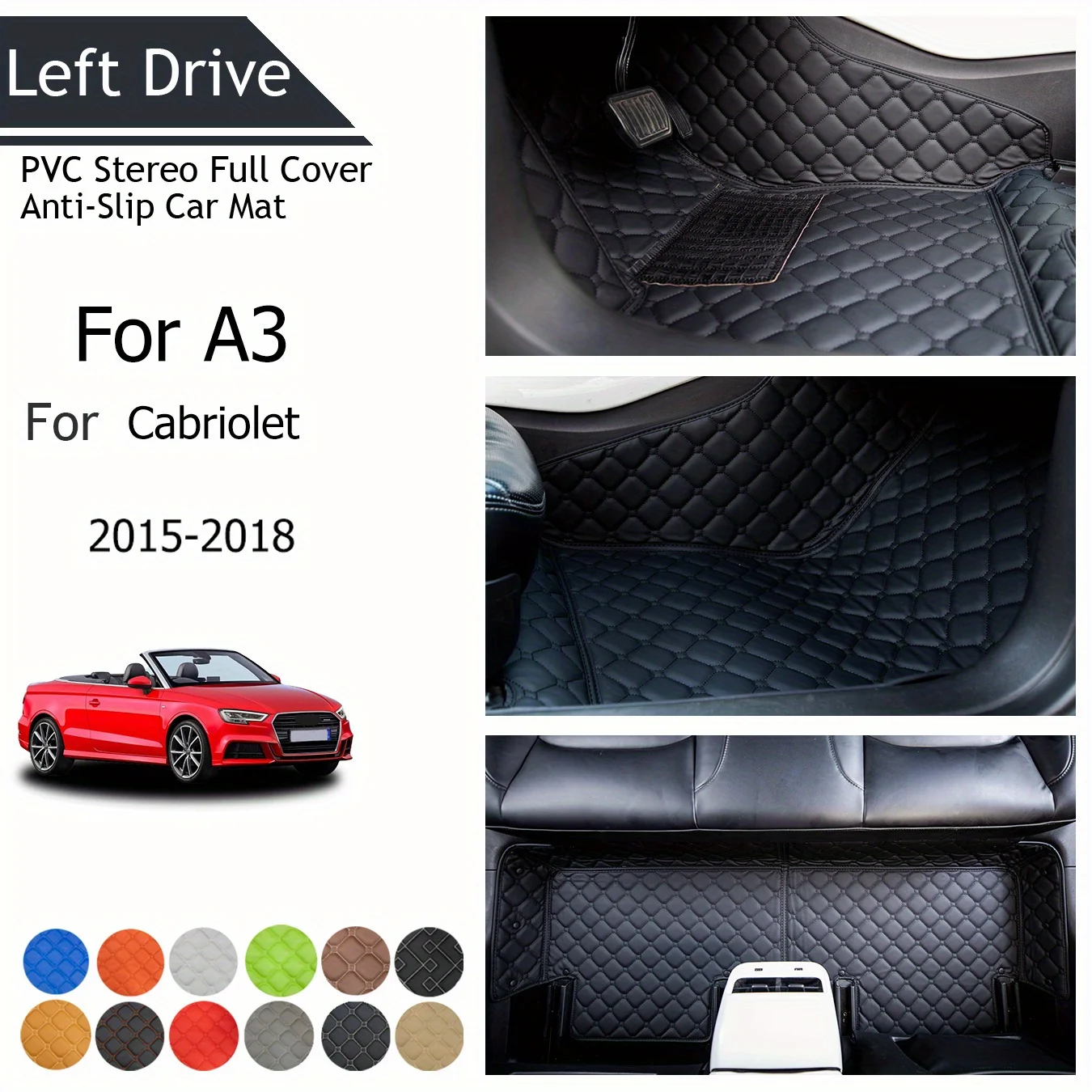 

【LHD】For Audi For A3 Cabriolet 2015-2018 Three Layer PVC Stereo Full Cover Anti-Slip Car Mat Car Floor Mats Car Accessories