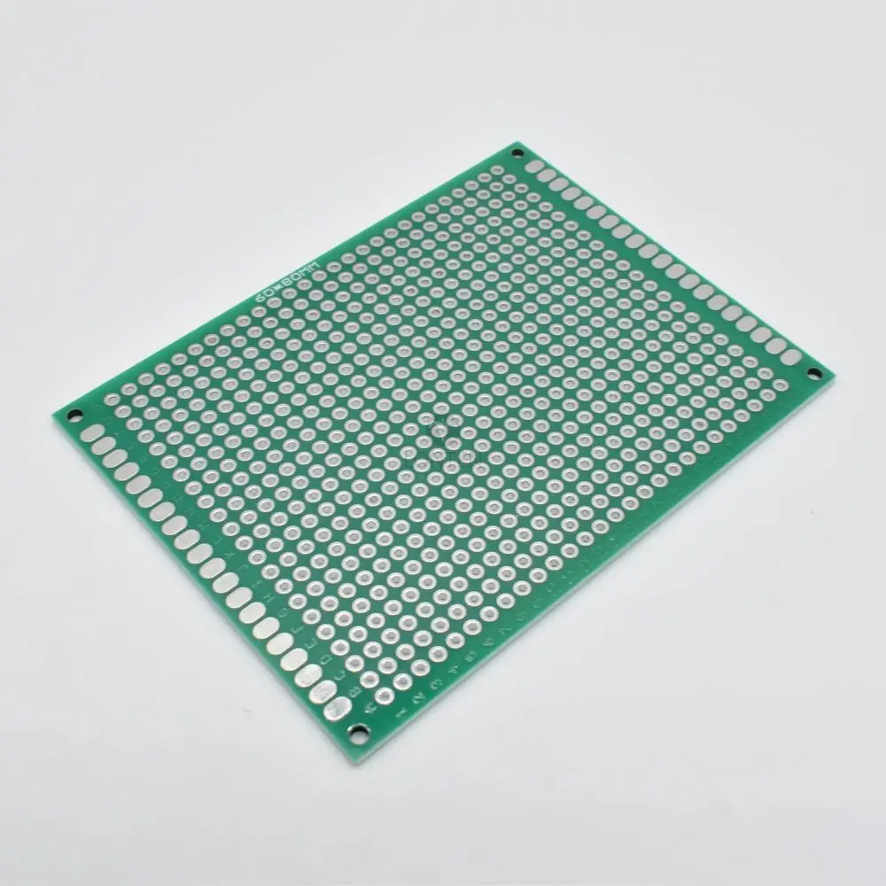 Dupla face Spray Tin Plate, PCB Circuit Board, Fibra de Vidro Green Oil, Universal Board, 6x8cm, 2.0 Buraco Pitch, LT00125