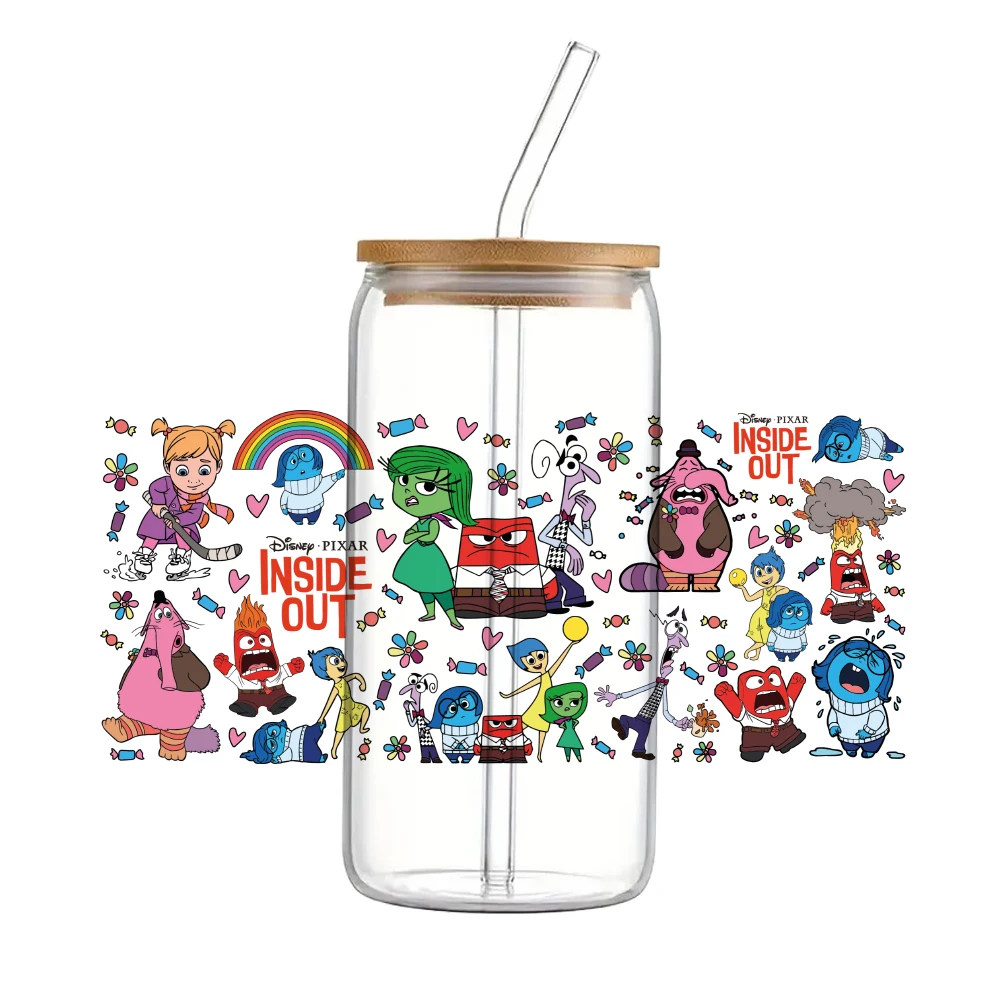 

Hot Selling Inside Out 2 Dinsney 11x24cm UV DTF Wraps Transfer Sticker DIY For 16oz Glass Cup Waterproof Decals Cup Sticker