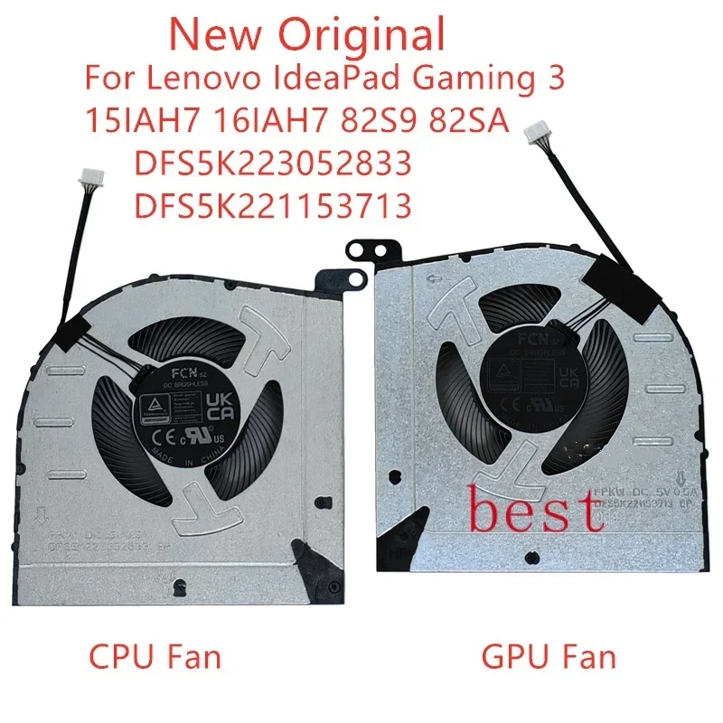 FORNew Original Laptop CPUGPU Cooling Fan For Lenovo IdeaPad Gaming 3 15-IAH7 16IAH7 82S9 82SA Fans DFS5K 223052833   DFS5K 2211