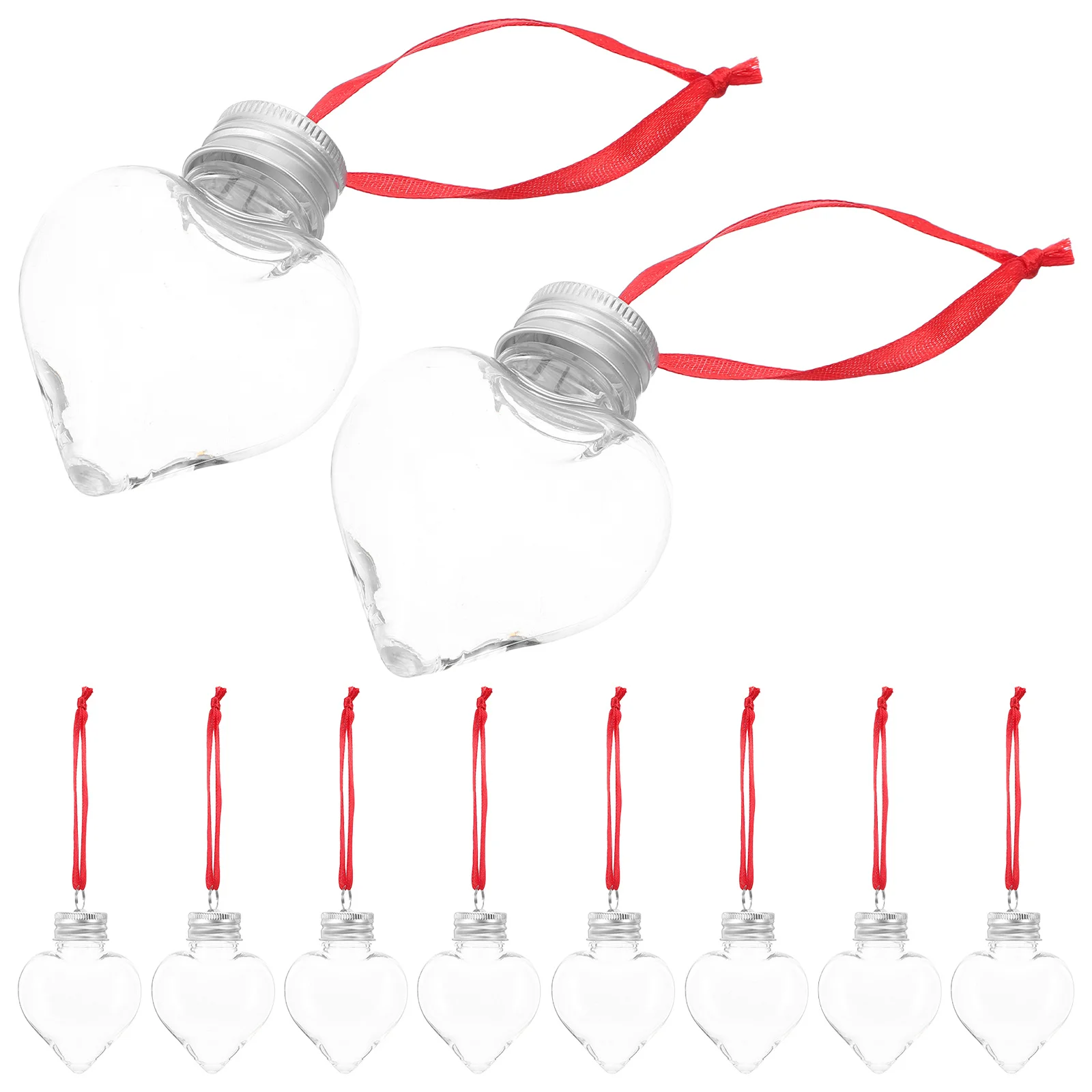 

20Pcs Clear Plastic Heart-Shaped Bottle Ornaments Fillable Mini Hanging Containers for Valentine's Day Wedding Bridal Shower
