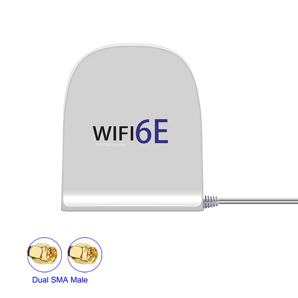 Antena de mesa de frequência dupla 2.4g e 5.8g, wi-fi 6e, roteador, placa de rede, 15dbi, base magnética de alto ganho, interface sma dupla