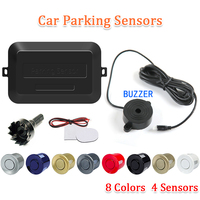 SINOVCLE Car Parking Sensor Kit Buzzer 4 Sensors With Drill Hole Saw 22mm Reverse Radar Sound Alert Indicator System 8 Colors