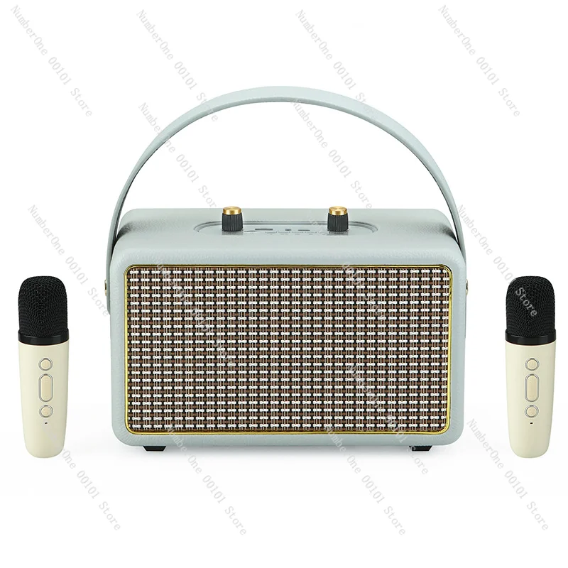 M6 leather grain bluetooth speaker bluetooth audio high sound quality portable wooden home set audio