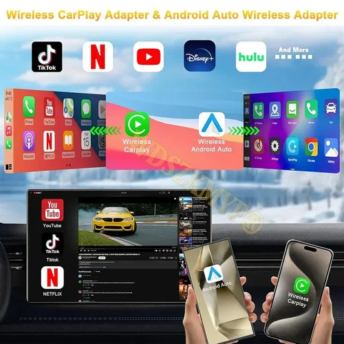 Imagen 2 del producto 5 en 1 Carplay Ai Box Android Auto adaptador Carplay inalámbrico reproductor Multimedia de coche Carplay conexión automática para YouTube Netflix
