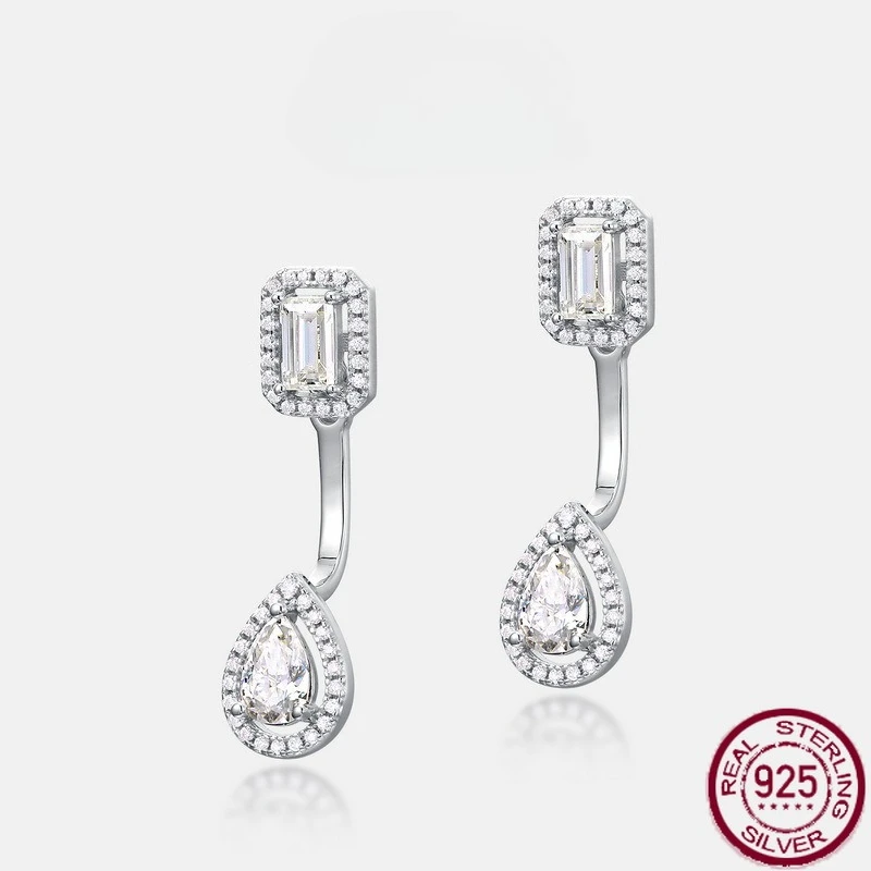

Новые серьги из стерлингового серебра S925 с муассанитом в модном европейском и американском стиле, простые и универсальные свадебные украшения.