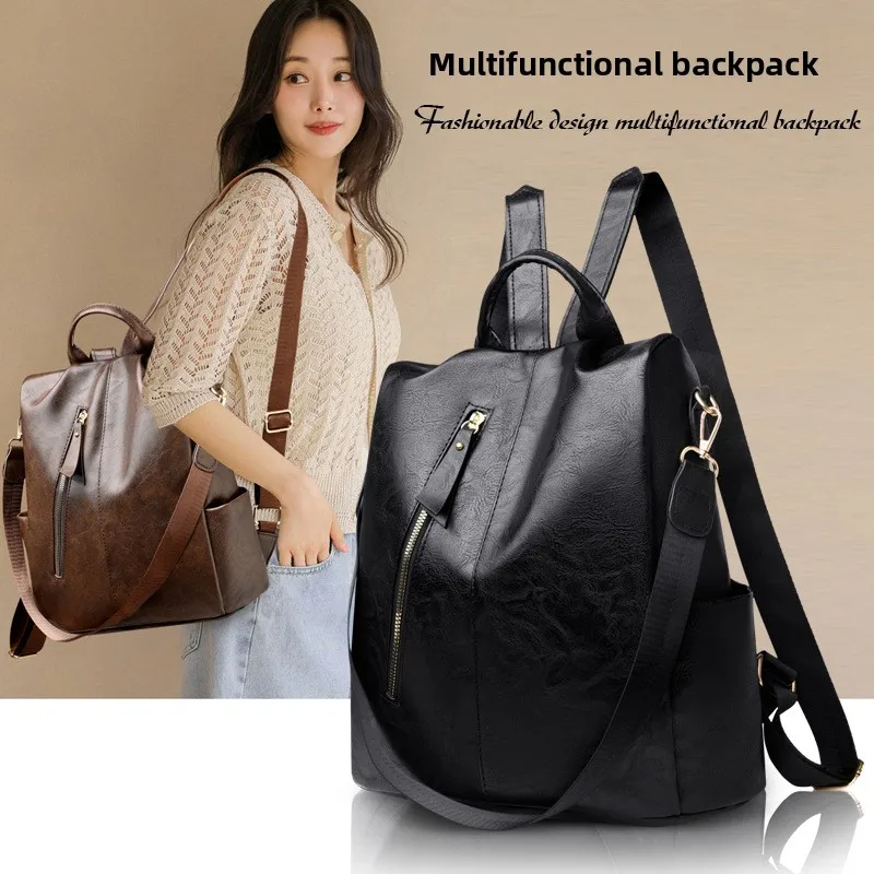 Casual anti-theft backpack women's 2026 new Korean version of fashion pu women's backpack versatile travel bag