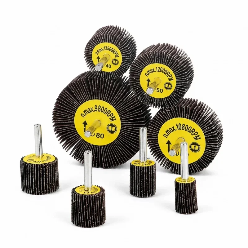 8 Styles Flap Wheel with Shaft Mounted Abrasive Grinding Head Sandpaper Polishing Roller Burr for Rotary ToolDeburring Set