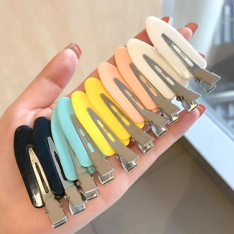 4Pcs Duckbill Clip No Bend Seamless Headwear Candy Color Women Hair Clips Side Bangs Barrette Girls Makeup Tool Hair Accessories