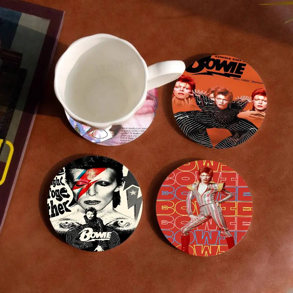 D-David Hot Singer B-Bowie Natural Wood Coaster Creative Cartoon Absorbent Cushion Coffee Mug Bowl Cushion Insulation Cushion