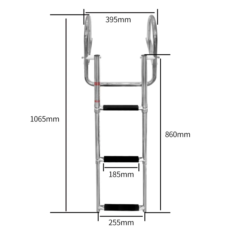 Boat Accessories 3 Step Stainless Steel Boat Boarding Telescoping Ladder Sliding Folding Swimming Launching Ladder