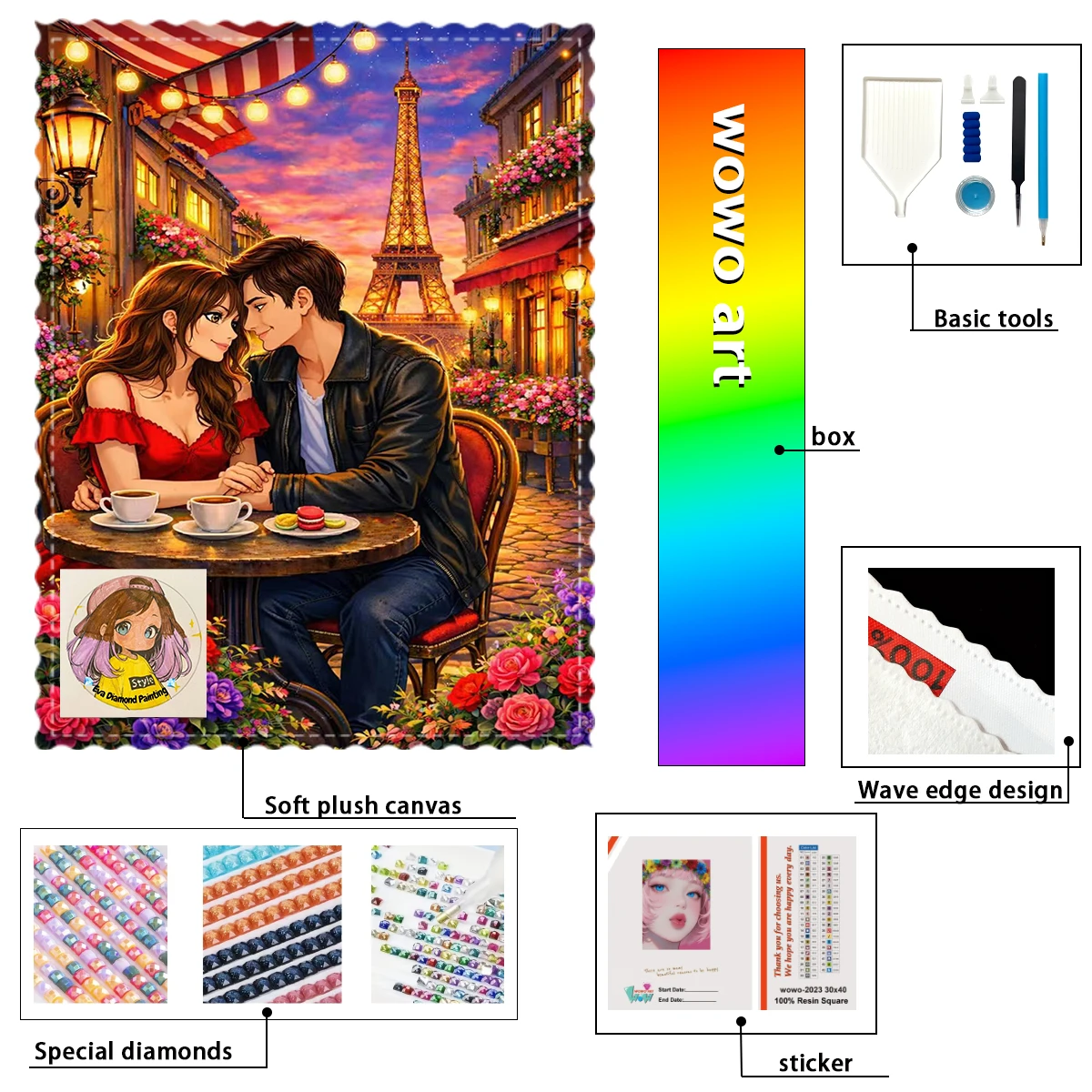 

【eva Diamond Art】Parejas en cita 100% resin FD+ab+yg Diamond Stamping Kit Perfect Masterpiece worth Buying