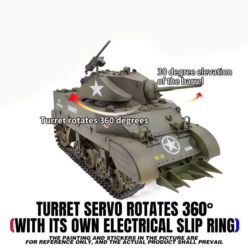 1:16 RC komora USA stuart M5A1 lehký komora modelka 2.4G vojenské dopravní prostředek daleký ovládání pásový auto bitva tanků modelka koníček hraček RTR