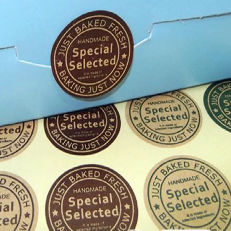 Hand Made Round Tag Labels Gift Packing Bag Stickers For Birthday Home Decoration Wedding Self Adhesive Kraft Paper 800 PCs/Lot