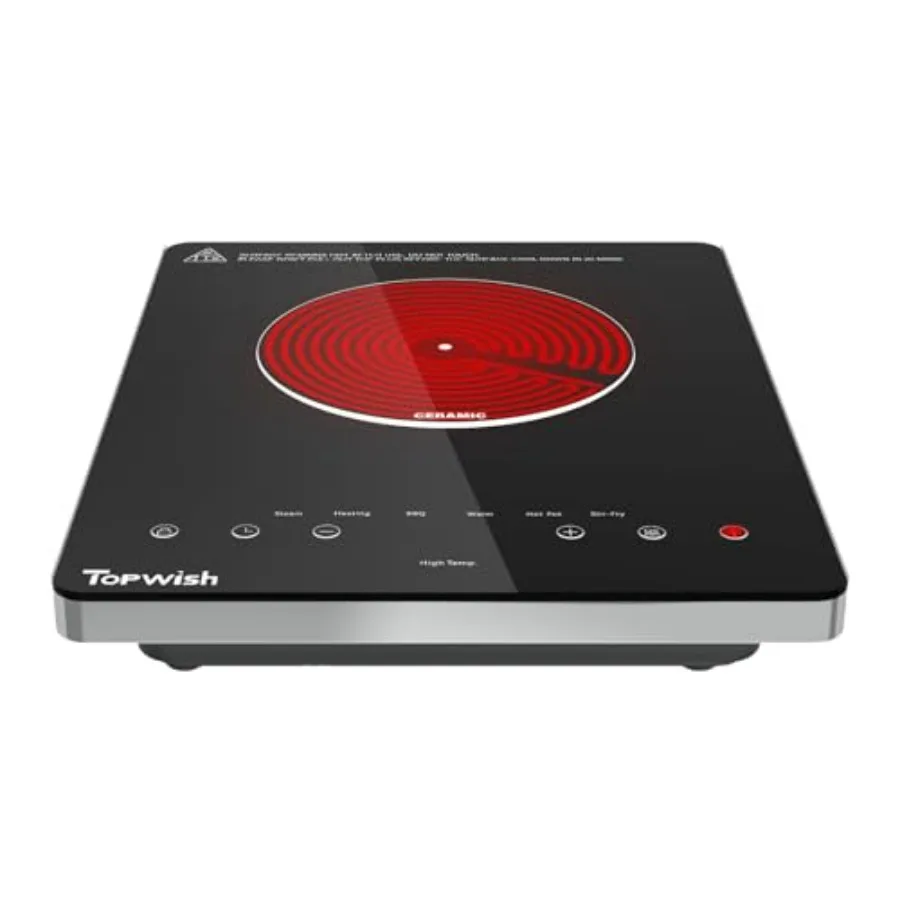 

Single Burner Electric Cooktop 110-120V Glass Countertop Stove with LED Touch Control Child Lock 10 Power Levels Residual Heat
