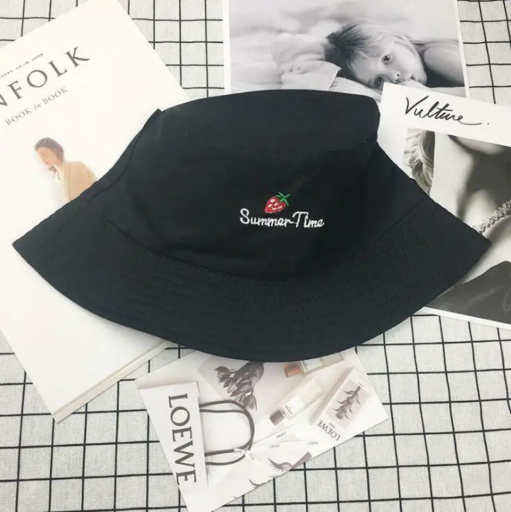 قبعة دلو الفراولة قبعة القطن الصيد Boonie حافة قناع الشمس الصيف التخييم #6