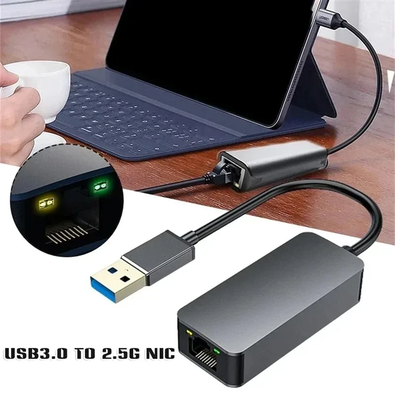 USB C to Ethernet Adapter 2.5Gbps USB 3.1 Wired Adapter RJ45 LAN Network Card For Windows 7/8/10 MAC For PC Laptop