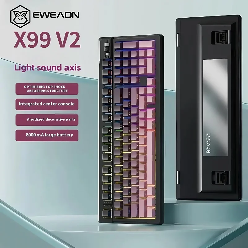 

EWEADN X99v2 Tri-Mode Hot-Swappable Mechanical Keyboard 75% Compact 8000mAh Battery For Gaming Office Multi-Device PC Mac iPad