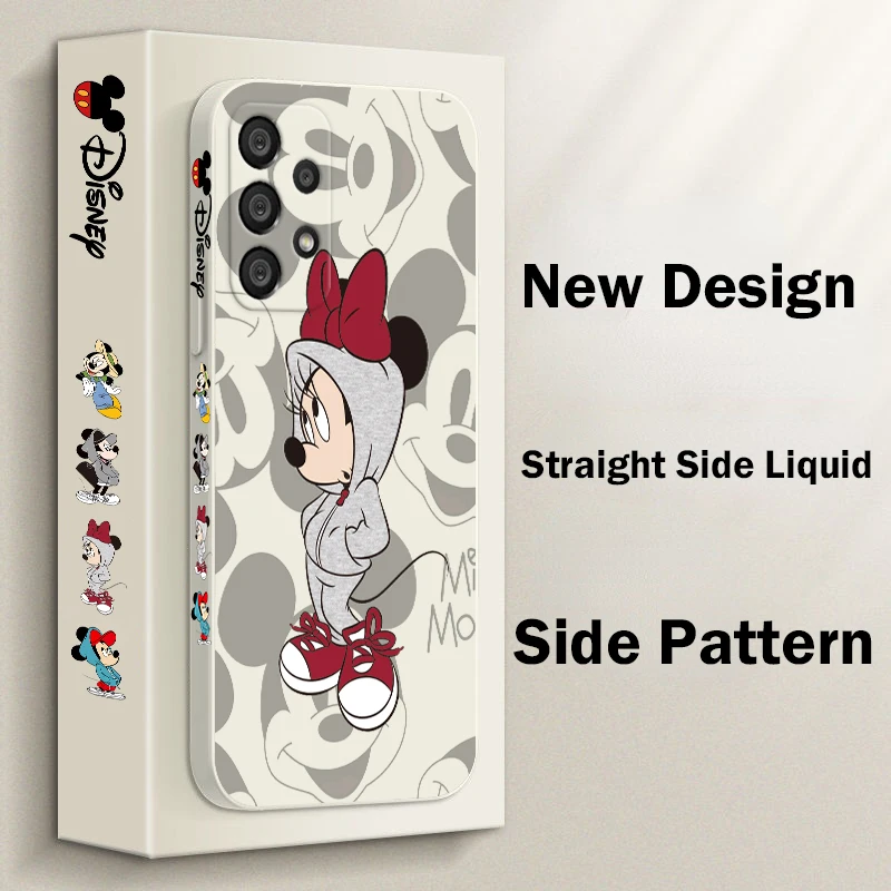 Disney Mickey Minnie Mouse Phone Case For Samsung A73 A53 A33 A52 A32 A71 A51 A21S A03S A50 A30 5G Liquid Left Rope Funda