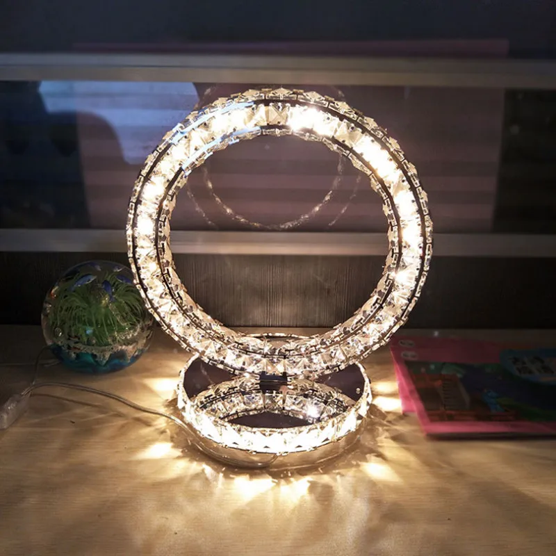 Imagem -05 - Crystal Round Led Table Lamp Bedroom Bedside Lamp Decorative Glass Desk Light 32x29cm