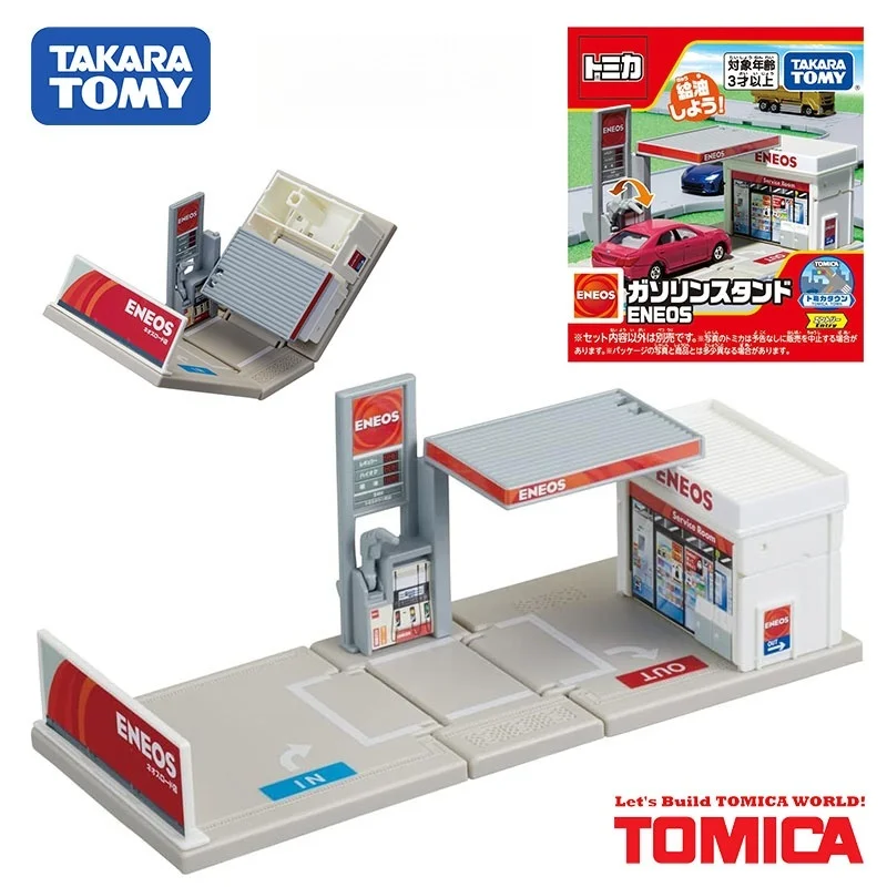 

TAKARA TOMY TOMICA Town World Alloy Car Model Scene Mini Gas station Fuel dispenser Boy Gift Toy Collection Ornament.