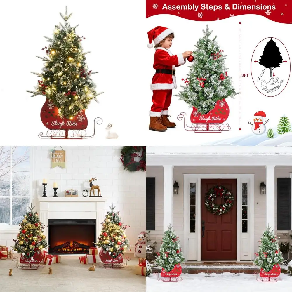 

Мини-искусственная рождественская елка с разрешением 78 светодиодов, основанием Bobsleigh, высотой 3 фута, 8-режимным пультом дистанционного управления, таймером и питанием от батареи для праздничного декора