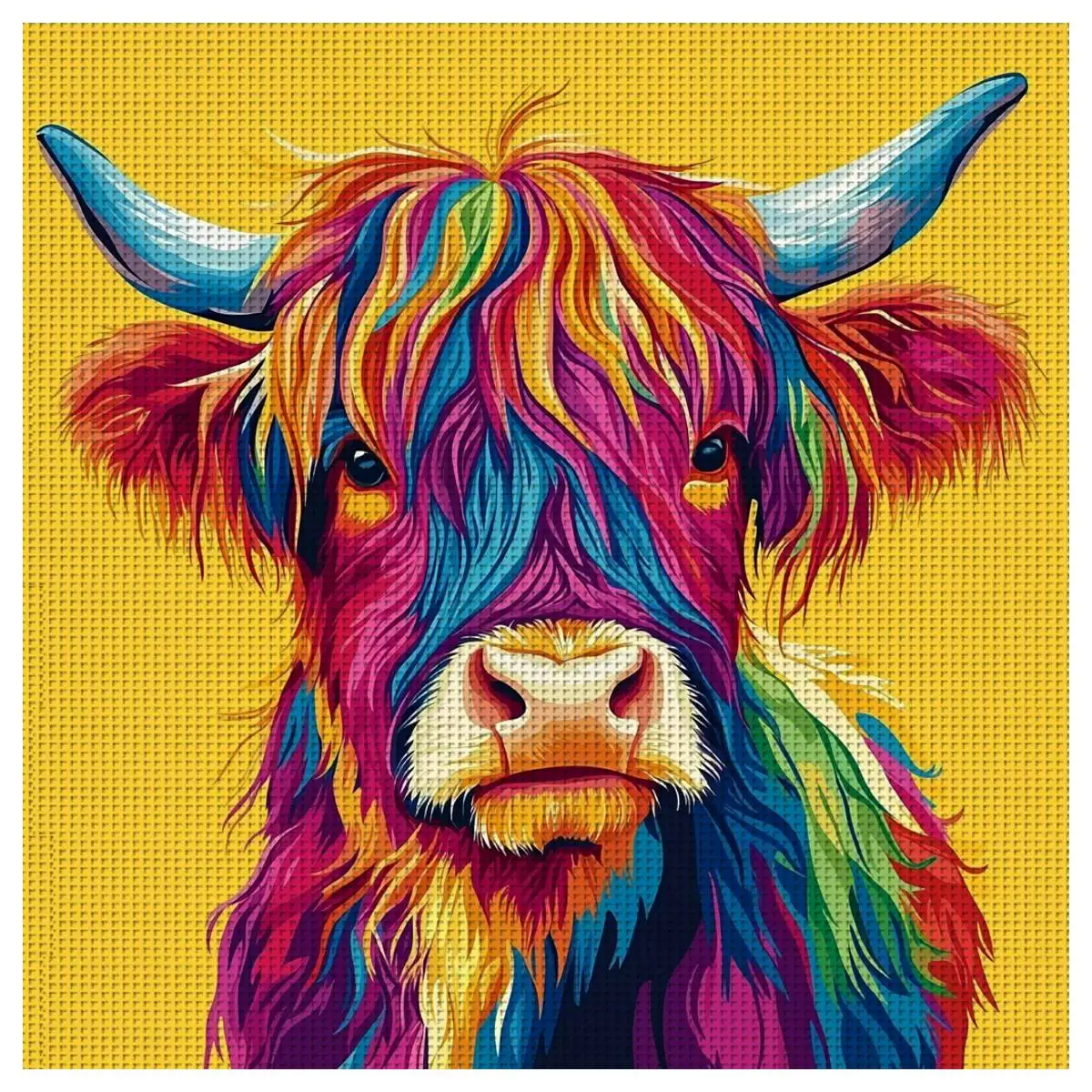 1pc 40X40CM/15.74inch Highland Cattle Stamped Cross Stitch Kit DIY Kit 11CT/14CT DIY Embroidered Set DIY Cross-Stitch Set